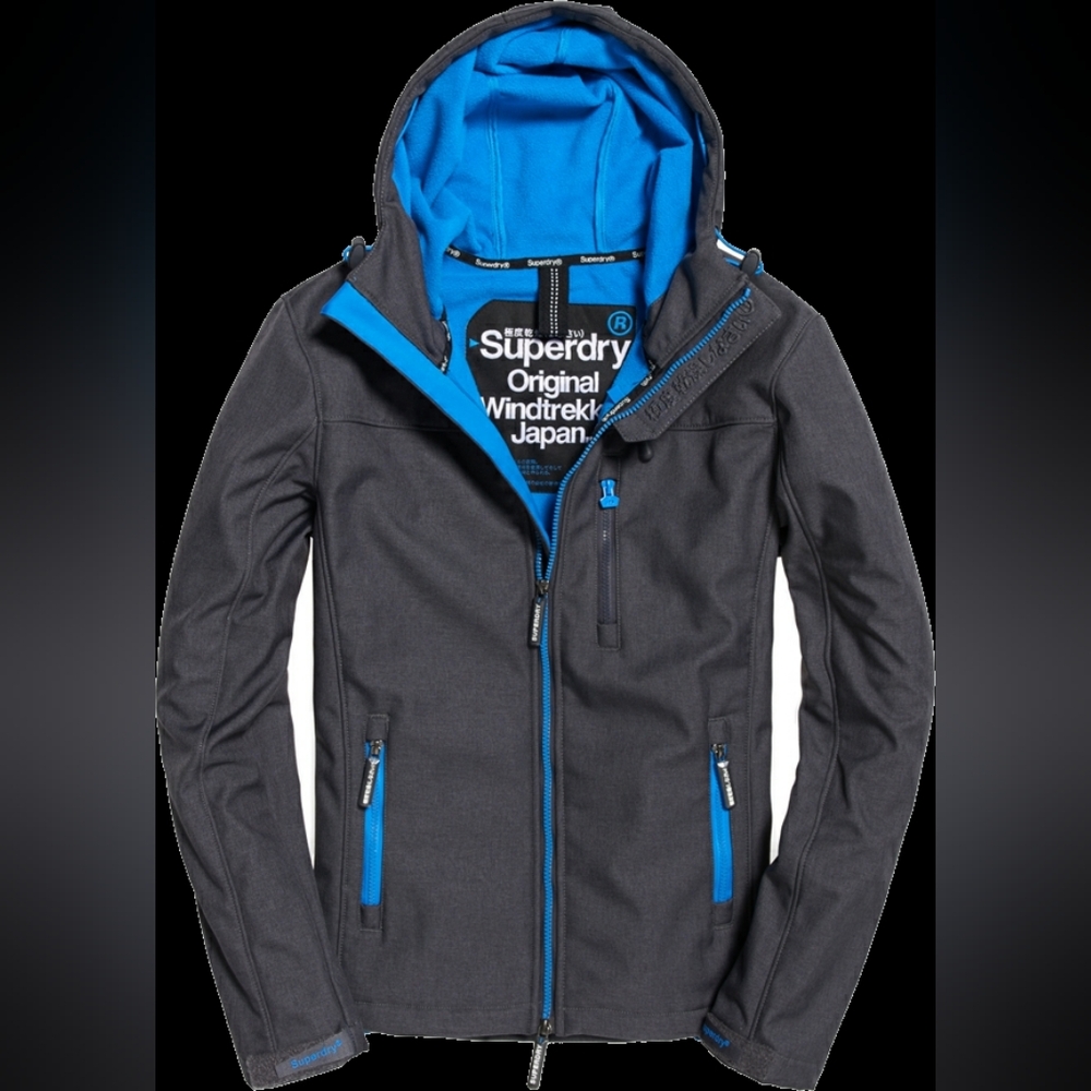 Superdry Charcoal and Cobalt Hooded Jacket